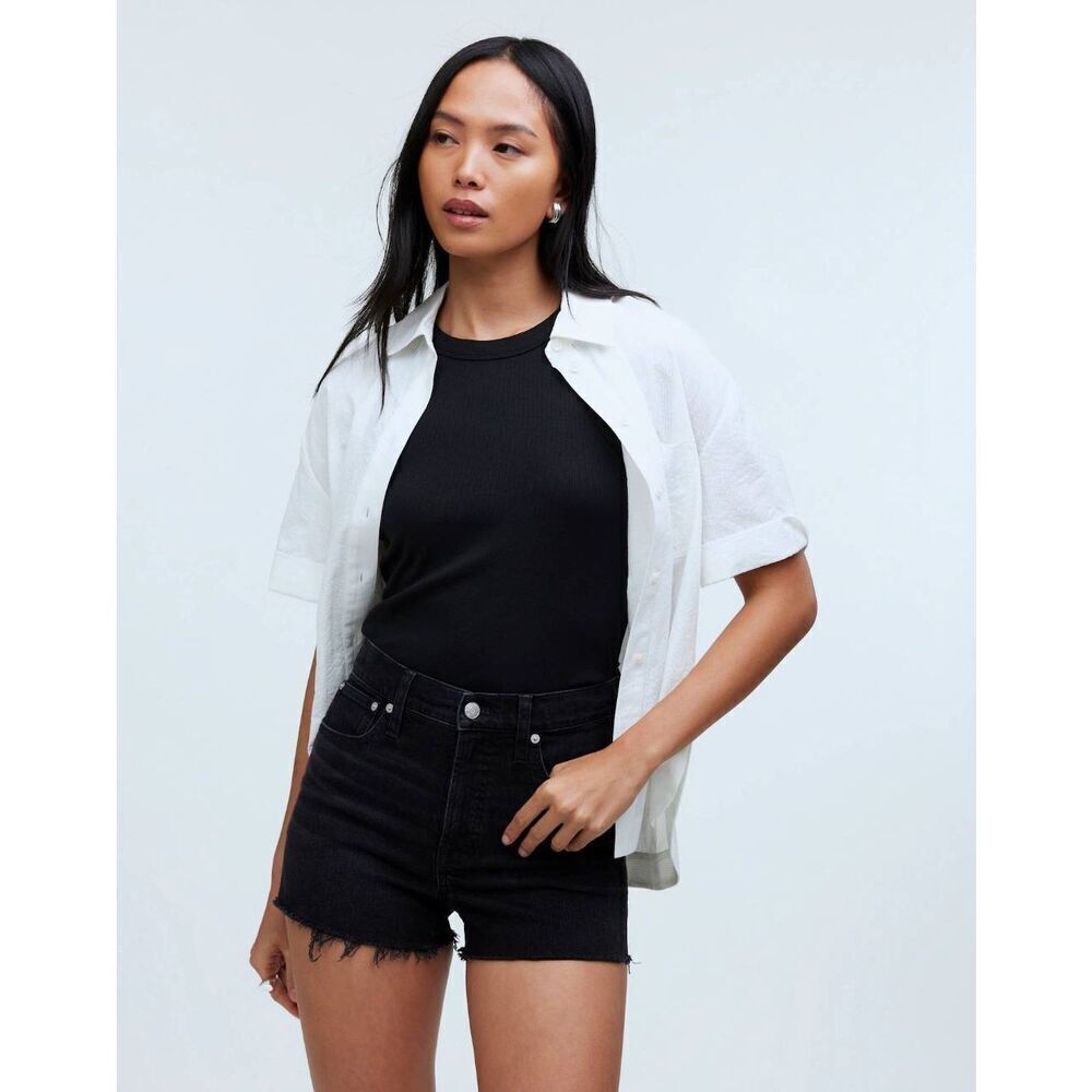 Madewell Perfect High Rise Black Denim Cutoff Shorts 26